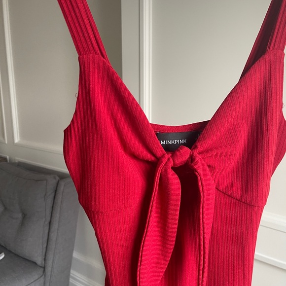MinkPink Red Front-Knot Bodysuit - Picture 2 of 3